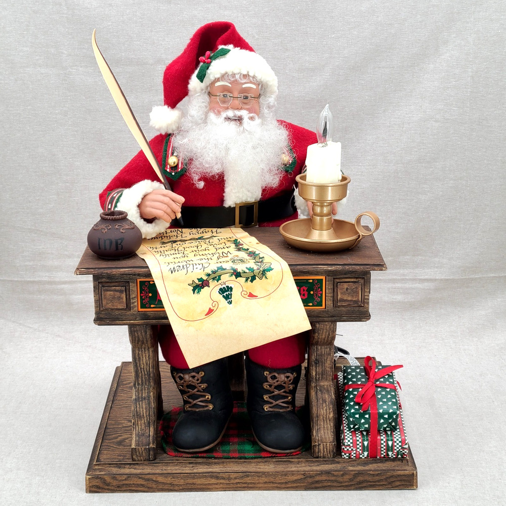 Trim A Home VTG 1993 Writing Santa Animatronic Christmas Figurine #35321 in Box